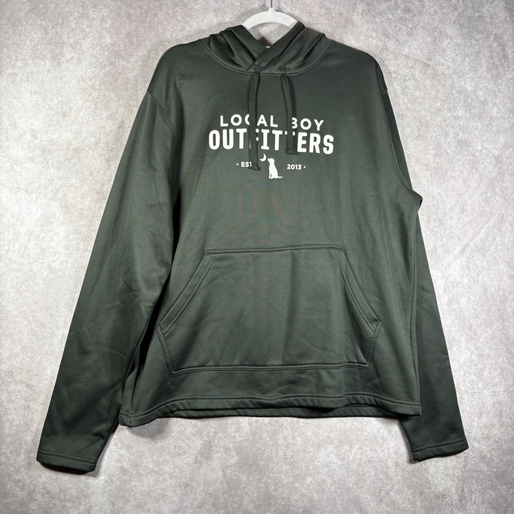 Local Boy Outfitters Hoodie Men Large Green Performance Camo Hood Graphic Casual